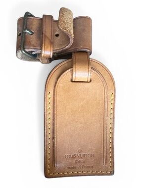 Authentic Louis Vuitton Vachetta Leather Luggage Tag & Poignet Set